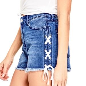 Guess High Rise Tie Up Cutoff Jean Shorts - 28